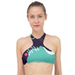 Colorful Background, Material Design, Geometric Shapes High Neck Bikini Top