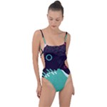 Colorful Background, Material Design, Geometric Shapes Tie Strap One Piece Swimsuit