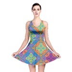 Colorful Floral Ornament, Floral Patterns Reversible Skater Dress