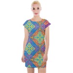 Colorful Floral Ornament, Floral Patterns Cap Sleeve Bodycon Dress