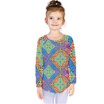 Colorful Floral Ornament, Floral Patterns Kids  Long Sleeve T-Shirt