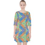 Colorful Floral Ornament, Floral Patterns Quarter Sleeve Pocket Dress