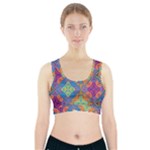 Colorful Floral Ornament, Floral Patterns Sports Bra With Pocket
