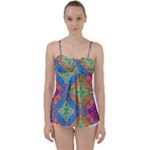 Colorful Floral Ornament, Floral Patterns Babydoll Tankini Top