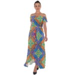 Colorful Floral Ornament, Floral Patterns Off Shoulder Open Front Chiffon Dress