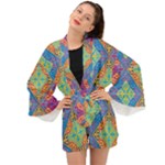 Colorful Floral Ornament, Floral Patterns Long Sleeve Kimono