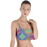 Colorful Floral Ornament, Floral Patterns Layered Top Bikini Top 