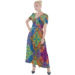 Colorful Floral Ornament, Floral Patterns Button Up Short Sleeve Maxi Dress