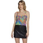Colorful Floral Ornament, Floral Patterns Flowy Camisole Tie Up Top