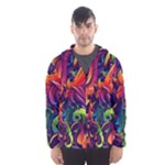 Colorful Floral Patterns, Abstract Floral Background Men s Hooded Windbreaker