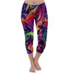 Colorful Floral Patterns, Abstract Floral Background Capri Winter Leggings 