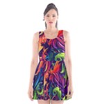 Colorful Floral Patterns, Abstract Floral Background Scoop Neck Skater Dress