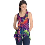 Colorful Floral Patterns, Abstract Floral Background Sleeveless Tunic