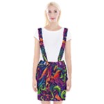 Colorful Floral Patterns, Abstract Floral Background Braces Suspender Skirt