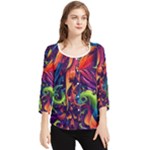Colorful Floral Patterns, Abstract Floral Background Chiffon Quarter Sleeve Blouse