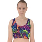 Colorful Floral Patterns, Abstract Floral Background Velvet Racer Back Crop Top