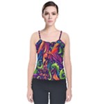 Colorful Floral Patterns, Abstract Floral Background Velvet Spaghetti Strap Top