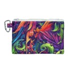 Colorful Floral Patterns, Abstract Floral Background Canvas Cosmetic Bag (Medium)