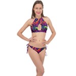 Colorful Floral Patterns, Abstract Floral Background Cross Front Halter Bikini Set