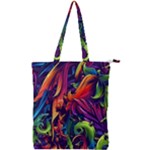 Colorful Floral Patterns, Abstract Floral Background Double Zip Up Tote Bag