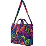 Colorful Floral Patterns, Abstract Floral Background Square Shoulder Tote Bag