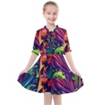 Colorful Floral Patterns, Abstract Floral Background Kids  All Frills Chiffon Dress