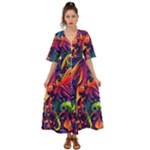 Colorful Floral Patterns, Abstract Floral Background Kimono Sleeve Boho Dress