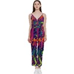 Colorful Floral Patterns, Abstract Floral Background V-Neck Camisole Jumpsuit