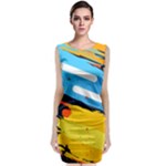 Colorful Paint Strokes Sleeveless Velvet Midi Dress