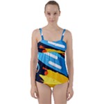 Colorful Paint Strokes Twist Front Tankini Set