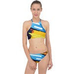 Colorful Paint Strokes Halter Bikini Set
