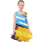 Colorful Paint Strokes Kids  Cross Back Dress