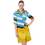 Colorful Paint Strokes Long Sleeve Mini Shirt Dress