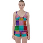Colorful Squares, Abstract, Art, Background Tie Front Two Piece Tankini
