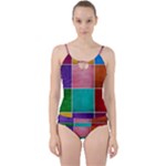 Colorful Squares, Abstract, Art, Background Cut Out Top Tankini Set