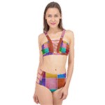 Colorful Squares, Abstract, Art, Background Cage Up Bikini Set