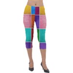 Colorful Squares, Abstract, Art, Background Lightweight Velour Capri Leggings 