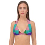 Colorful Squares, Abstract, Art, Background Double Strap Halter Bikini Top