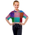 Colorful Squares, Abstract, Art, Background Kids Mock Neck T-Shirt