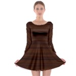 Dark Brown Wood Texture, Cherry Wood Texture, Wooden Long Sleeve Skater Dress