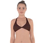 Dark Brown Wood Texture, Cherry Wood Texture, Wooden Halter Neck Bikini Top