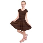 Dark Brown Wood Texture, Cherry Wood Texture, Wooden Kids  Short Sleeve Dress