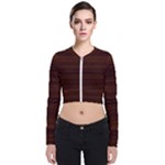 Dark Brown Wood Texture, Cherry Wood Texture, Wooden Long Sleeve Zip Up Bomber Jacket