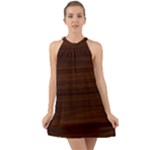Dark Brown Wood Texture, Cherry Wood Texture, Wooden Halter Tie Back Chiffon Dress