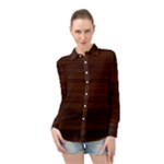 Dark Brown Wood Texture, Cherry Wood Texture, Wooden Long Sleeve Chiffon Shirt