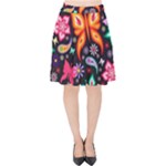 Floral Butterflies Velvet High Waist Skirt