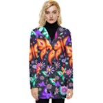 Floral Butterflies Button Up Hooded Coat 