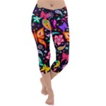 Floral Butterflies Lightweight Velour Capri Yoga Leggings