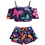Floral Butterflies Kids  Off Shoulder Skirt Bikini