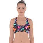 Floral Butterflies Cross Back Hipster Bikini Top 